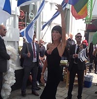 Palestinian protestors entertained by Eurovision winner transgender tribute act