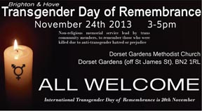 Brighton Trans* Day of Remembrance event today