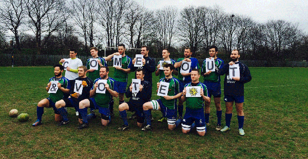 Gay Rugby team say “come out and vote”