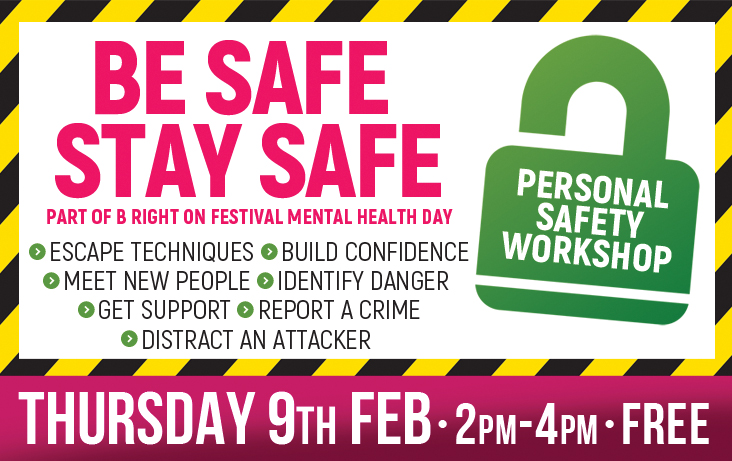 TODAY at B RIGHT ON LGBT Festival: Be Safe Stay Safe personal safety workshop