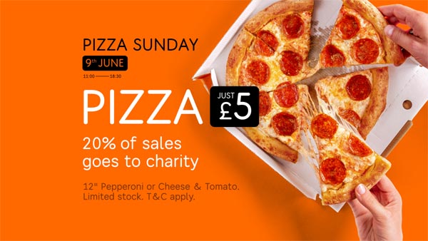 Buy a 12″ pizza and raise money for Rainbow Fund