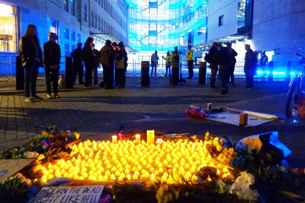 Vigil held outside BBC to commemorate the Trans Day of Remembrance