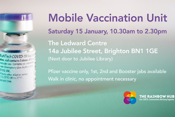 Rainbow Hub to host Mobile Vaccination Unit at the Ledward Centre today!
