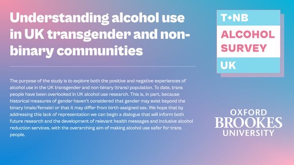 Have Your Say: new research to explore alcohol use in UK transgender and non-binary communities