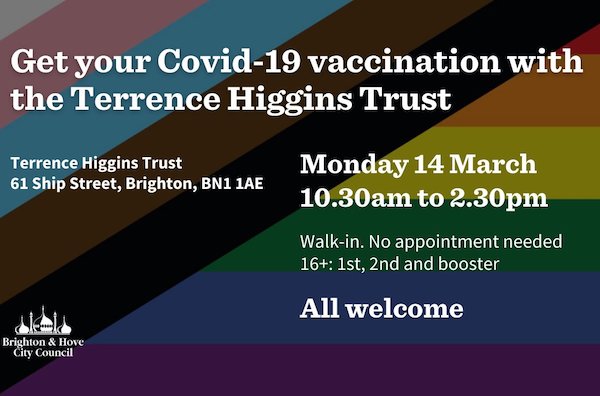 Get your Covid vaccination with Terrence Higgins Trust