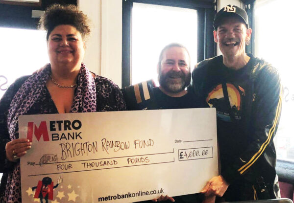 Brighton Bear Weekend presents cheque for £4,000 to Brighton Rainbow Fund