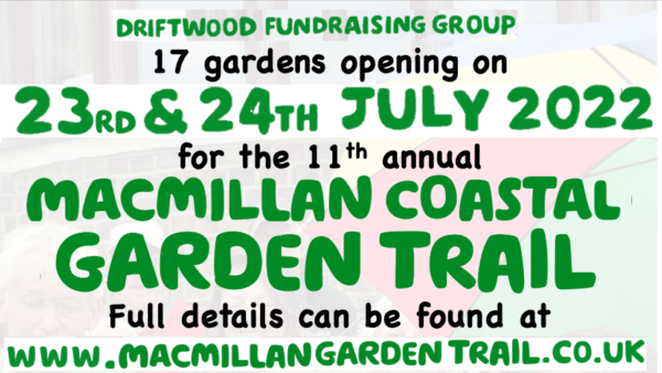 Macmillan Coastal Garden Trail to raise funds for Macmillan Cancer Support in July