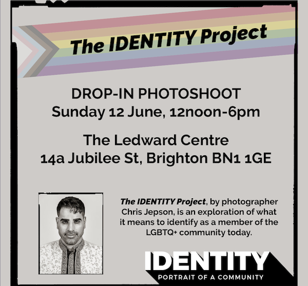 Chris Jepson to hold Brighton photoshoot for Identity Project at the Ledward Centre this weekend