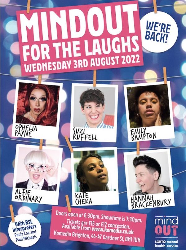 Komedia to host MindOut for the Laughs on Wednesday, August 3
