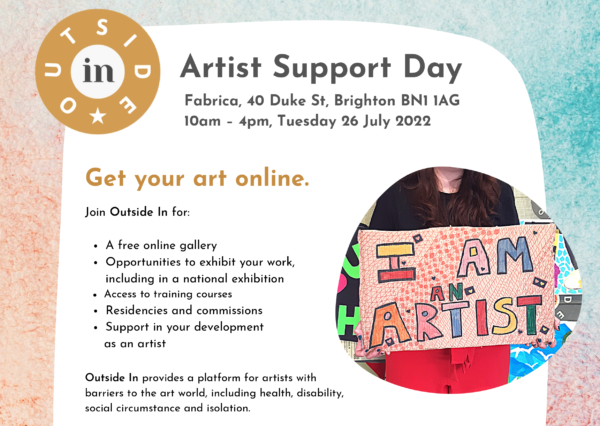 Arts charity Outside In to run Artist Support Day at Fabrica on Tuesday, July 26