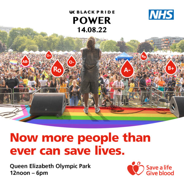 NHS Blood and Transplant to attend UK Black Pride festival to celebrate one year since changes to blood donation eligibility rules