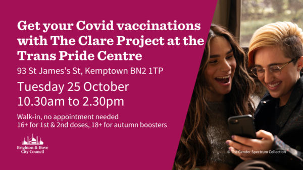 Dedicated LGBTQ+ Covid vaccination sessions with Clare Project and Rainbow Hub