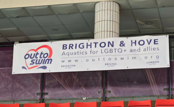 Out to Swim Brighton & Hove receives permanent banners at Prince Regent swimming complex and King Alfred leisure centre
