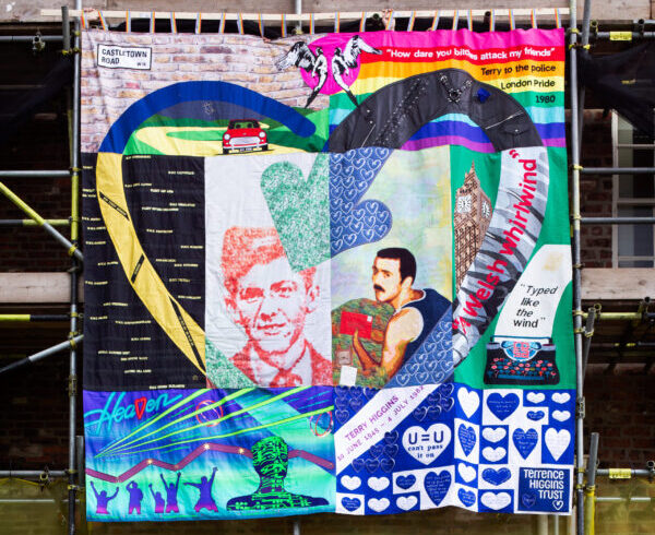 Memorial quilt for Terry Higgins – the UK’s first named person to die from AIDS-related illnesses – unveiled at The Festival of Quilts