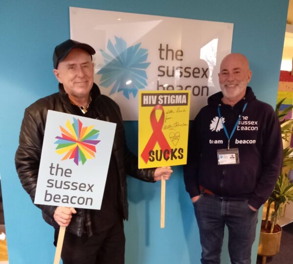 Iconic musician Holly Johnson visits local HIV charity, the Sussex Beacon